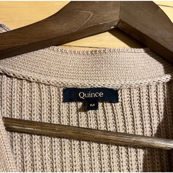 Quince Beige Cardigan Organic Cotton Sweater - Size Small - Picture 4 of 5